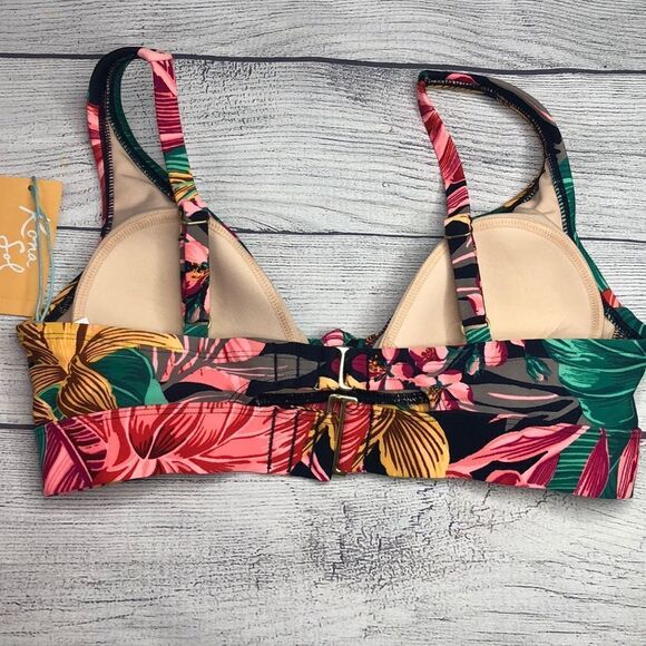 Kona Sol Floral Tie Front Bikini Top Size Size S NWT - Picture 5 of 10